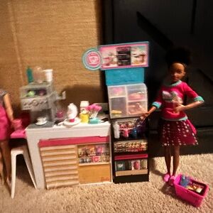 Barbie Bakery Set with Doll in Red and White